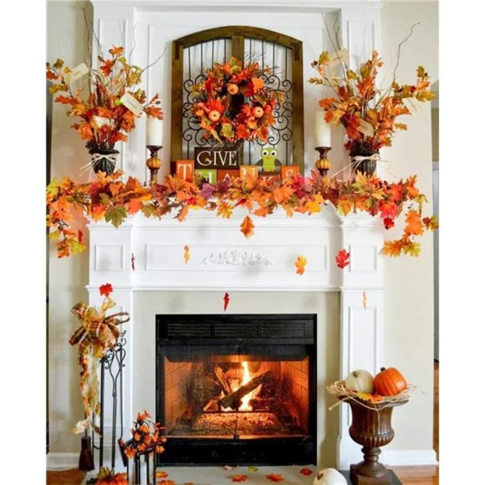 2 Pack Fall Maple Leaf Clearance, 5.9Ft/Piece Hanging Vine Garland Artificial
